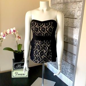 Torrid black and lace strapless top.